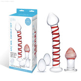 Mr. Swirly Set with Glass Kegel Balls and 3.25" Butt Plug (4 Piece Set)